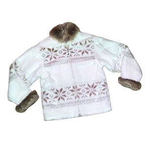 Cabela's For Women  Acrylic Coyote Fur Trim White Zip Coat